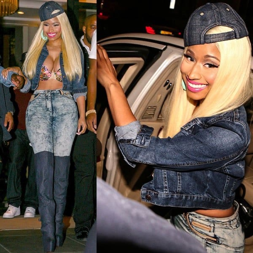 COPY - Nicki Minaj acid wash denim jeans